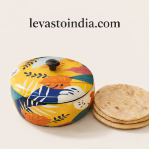 Wooden chapati box 21.6 cm round roti storage container for kitchen