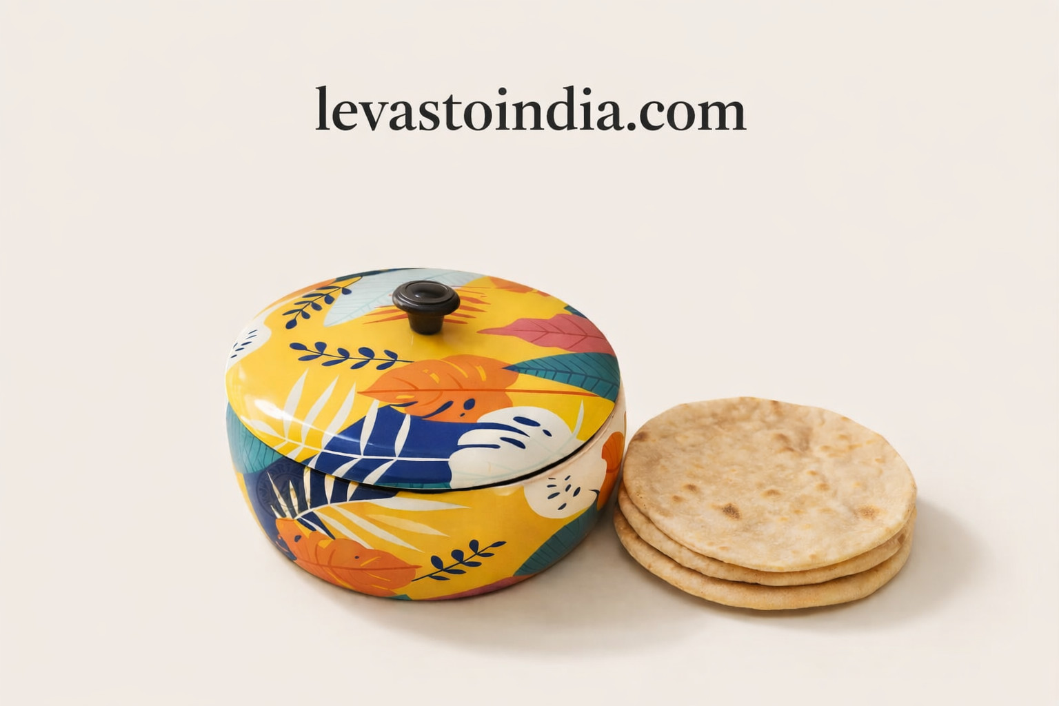 Wooden chapati box 21.6 cm round roti storage container for kitchen