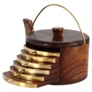 Wooden kettle tea coaster made from Sheesham wood