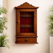 Wooden key holder with drawer for home wall