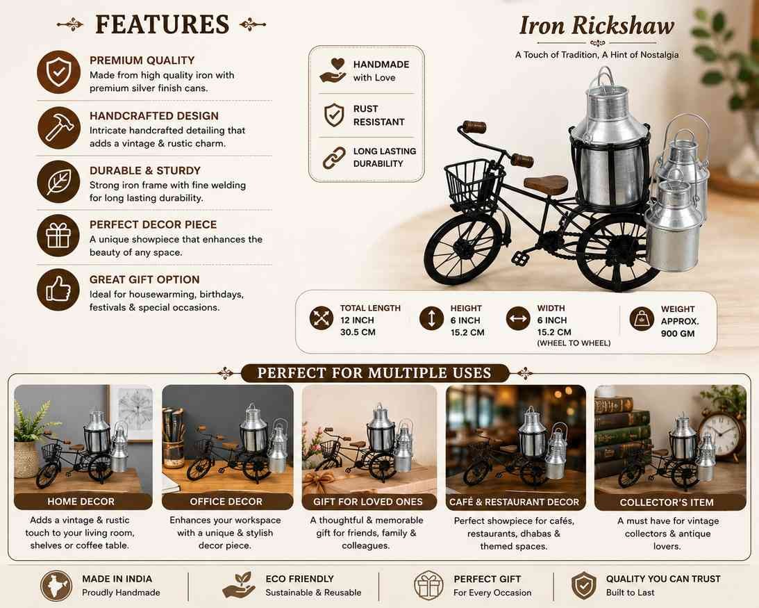 Iron Cycle 7x11 inch decorative showpiece for shelf table and office