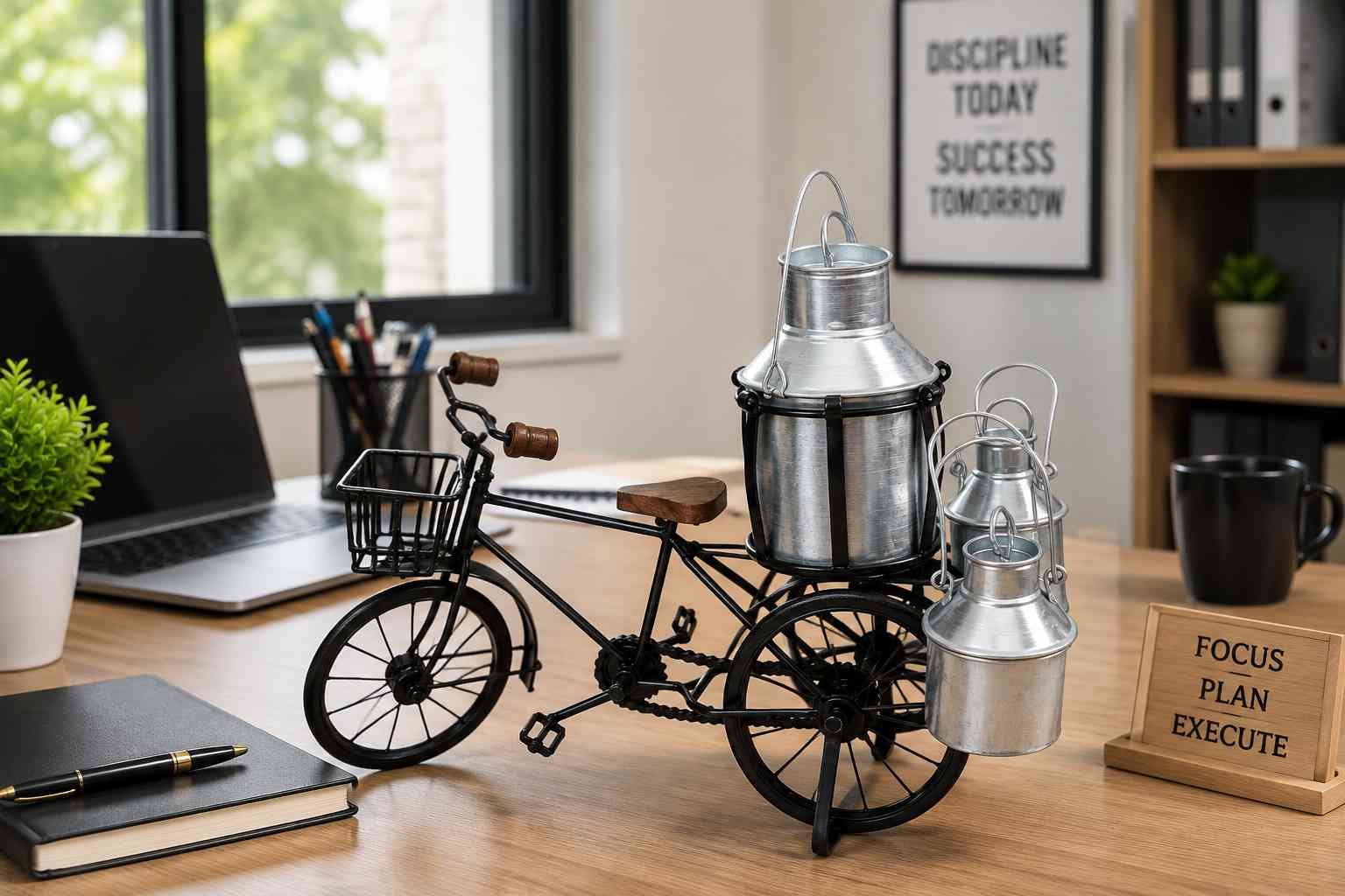 Iron Milk Can showpiece for home and office decoration