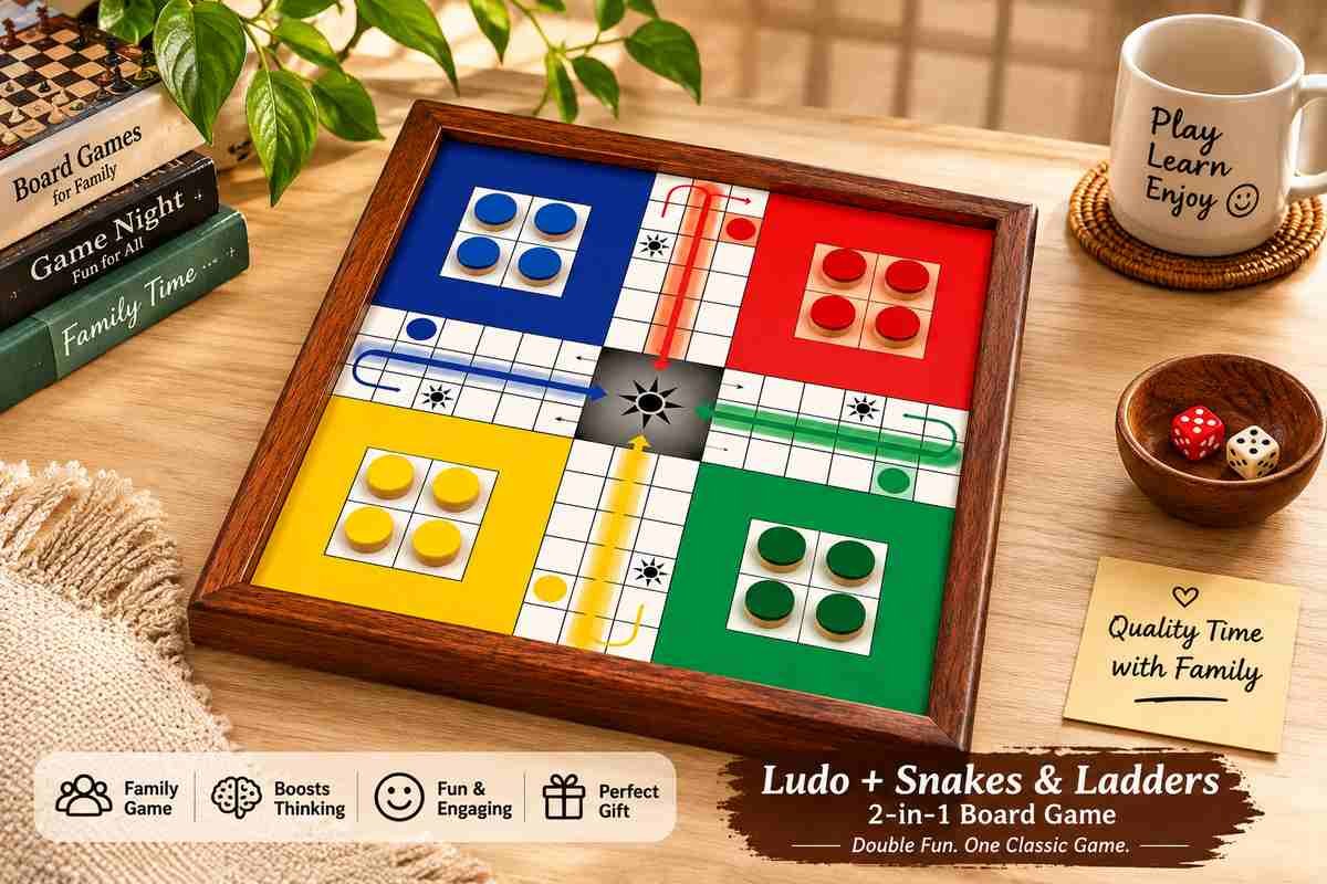 Wooden Ludo board game for family and kids