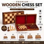 Premium wooden chess set with folding chess board and wooden pieces