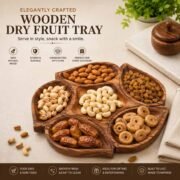 Wooden dry fruit tray with 6 compartments made from Sheesham wood