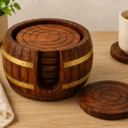 Sheesham wood coaster set with holder