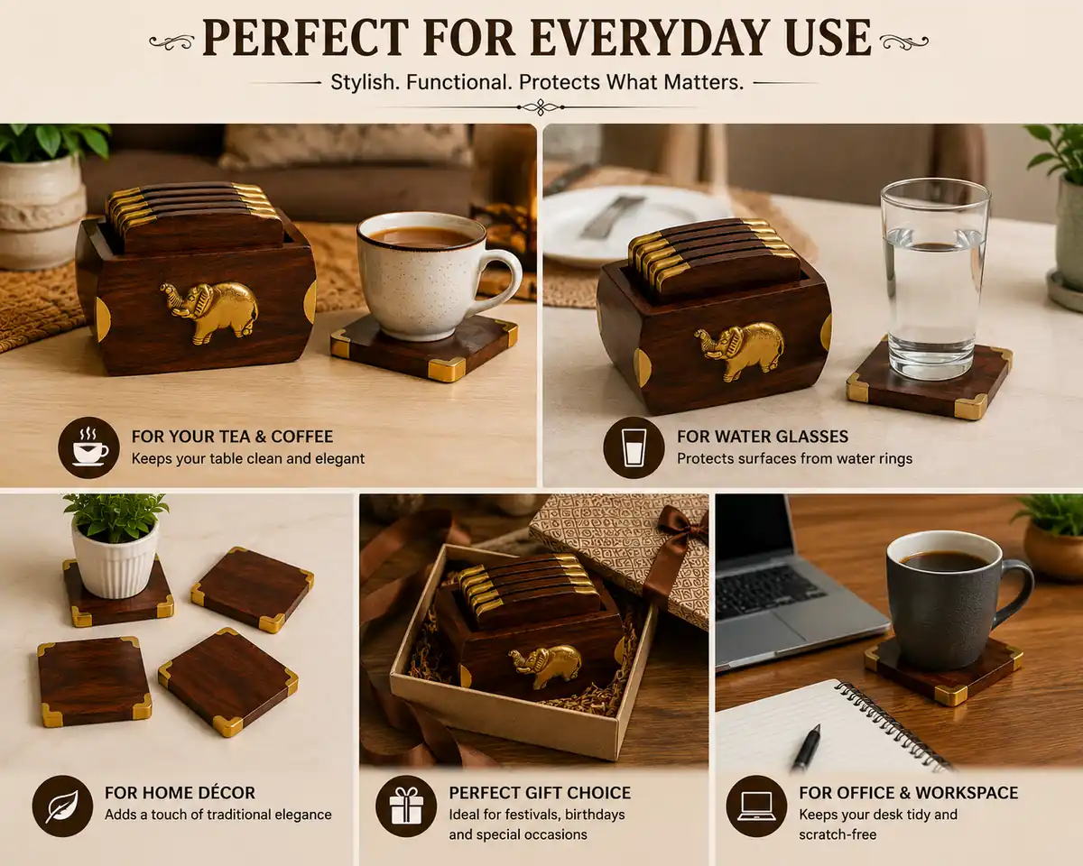 Sheesham wood coasters used for tea coffee and home decor