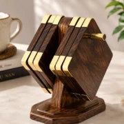 Sheesham wood kite coaster set