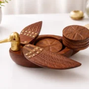 Sheesham wood duck coaster set