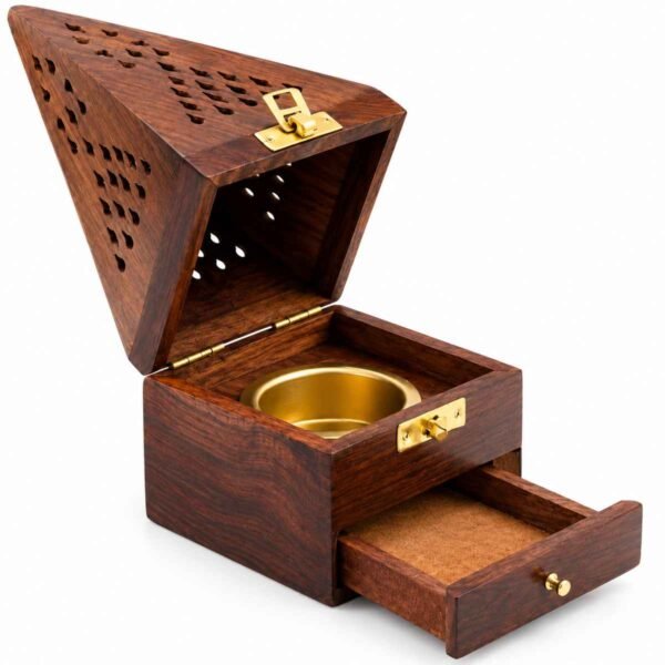 Wooden loban dan with drawer made from Sheesham wood 3.5 x 6.5 inch