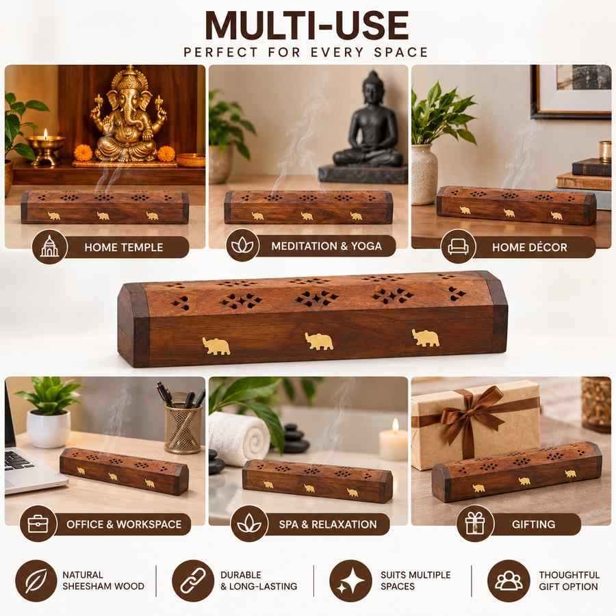 Wooden incense holder for pooja meditation home decor office and gifting